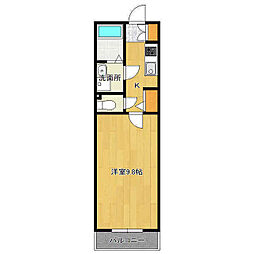 プリンセス南町 1Kの間取図画像
