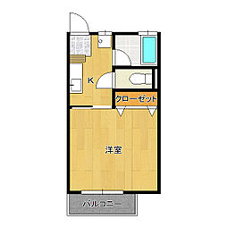 岩間ハイツ 1Kの間取図画像