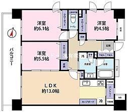 御殿山デュープレックス葛西城本丸 3LDKの間取図画像