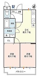 グランドハイツ港南中央 404 2DKの間取り