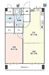鴨居クリス・コーポ 2DKの間取図画像