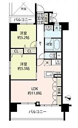 エスリード天満橋 2LDKの間取図画像