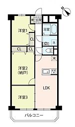 サニーハイツ綱島 3LDKの間取図画像