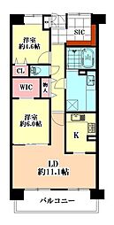 錦ケ丘アーバンヒルズリエール 2LDKの間取図画像