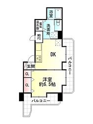 ライオンズマンション西公園 1DKの間取図画像