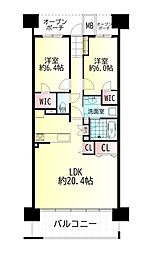 レーベン山形十日町THEMIDTOWER 2LDKの間取図画像
