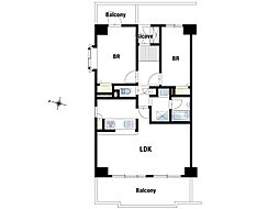 高槻グランドハイツ 2LDKの間取図画像