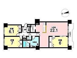 クリーンリバーネオ・シティあいの里C-ステージ 3LDKの間取図画像