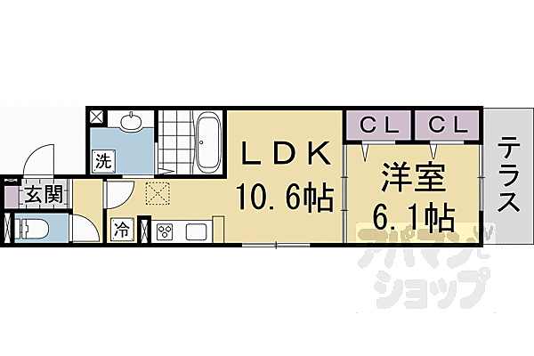 京都府京都市右京区太秦和泉式部町(賃貸アパート1LDK・2階・42.76㎡)の写真 その2