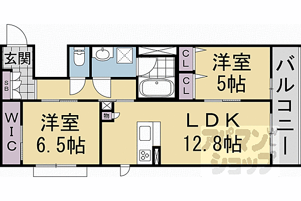 京都府京都市右京区太秦面影町(賃貸マンション2LDK・2階・62.00㎡)の写真 その2