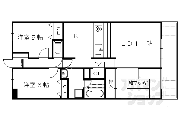 コスモ北野白梅町 304｜京都府京都市北区北野下白梅町(賃貸マンション3LDK・3階・68.61㎡)の写真 その2