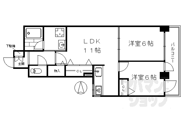 ユニティ西大路 602｜京都府京都市下京区七条御所ノ内北町(賃貸マンション2LDK・6階・48.60㎡)の写真 その2