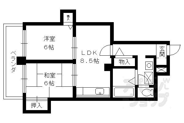 ブランシェ八甲 402｜京都府京都市下京区西七条北衣田町(賃貸マンション2LDK・4階・47.00㎡)の写真 その2