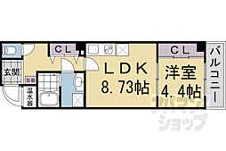 ＦｉｅｌｄＰｏｉｎｔ四条大宮（フィールドポイント四条大宮） 103 1階1LDKの間取り