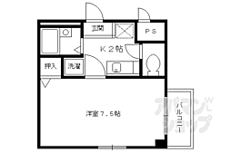 京阪本線 七条駅 徒歩4分の賃貸マンション 2階1Kの間取り