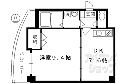 京都市営烏丸線 五条駅 徒歩9分の賃貸マンション 9階1DKの間取り