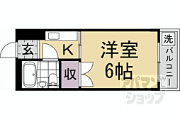 JR山陰本線 太秦駅 徒歩14分の賃貸マンション 2階1Kの間取り