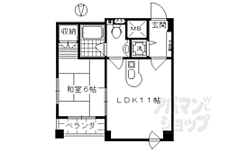 京都市営烏丸線 四条駅 徒歩6分の賃貸マンション 2階1LDKの間取り