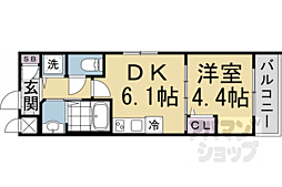 JR山陰本線 円町駅 徒歩11分の賃貸マンション 3階1DKの間取り