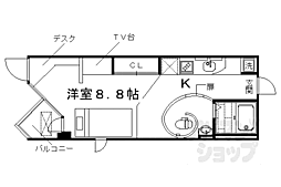 京阪本線 清水五条駅 徒歩18分の賃貸マンション 1階1Kの間取り