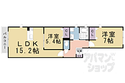 京阪本線 祇園四条駅 徒歩14分の賃貸アパート 2階2LDKの間取り