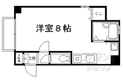 京都市営烏丸線 烏丸御池駅 徒歩10分の賃貸マンション 7階1Kの間取り