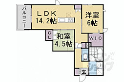JR山陰本線 太秦駅 徒歩10分の賃貸マンション 3階2LDKの間取り