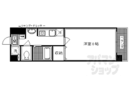 阪急京都本線 西院駅 徒歩7分の賃貸マンション 4階1Kの間取り