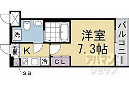 D.Clarest CREST TAPP 二条 1Kの間取図画像