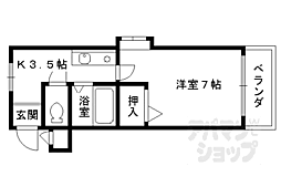 エスペランサ石原 1Kの間取図画像
