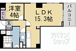 パインフィールド七条 1LDKの間取図画像