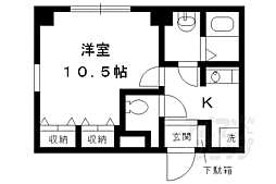 烏丸アネックス 1Kの間取図画像