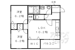 ベルビュー太秦 2LDKの間取図画像