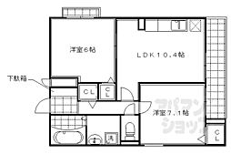 フラット黒門 2LDKの間取図画像