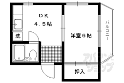 グランディール朱雀 1DKの間取図画像