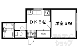 エクセル古門前 1DKの間取図画像
