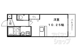 アソルティ西院 1Kの間取図画像