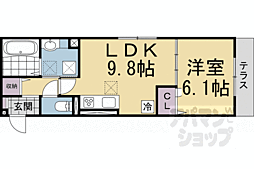 京都市中京区西ノ京西月光町アパート 1LDKの間取図画像