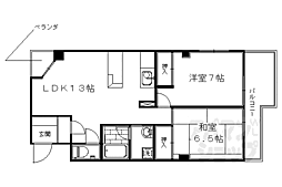 パインコート五条 2LDKの間取図画像