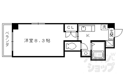 アンシャーレ西ノ京 1Kの間取図画像