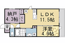 attrice円町(アトリーチェ円町) 1SLDKの間取図画像