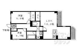 コスモトゥデイ 2LDKの間取図画像