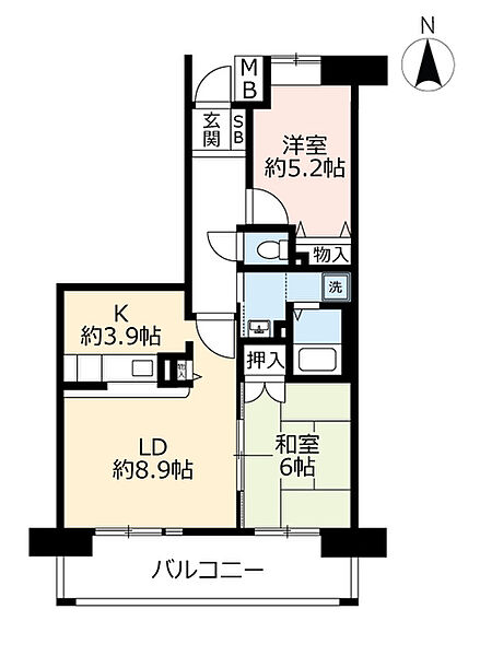 UR奈良・学園前 ｜奈良県奈良市学園朝日町(賃貸マンション2LDK・4階・59.63㎡)の写真 その2