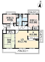 UR都市機構コンフォールかぶと台9号棟 3LDKの間取図画像