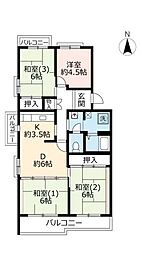 UR都市機構高の原駅前団地3号棟 4DKの間取図画像