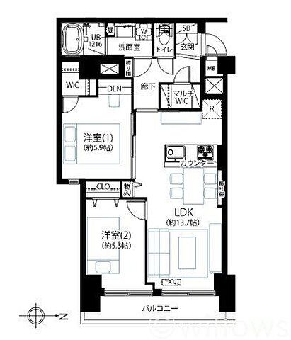 間取り 方南ファミリーコーポ 4階/-