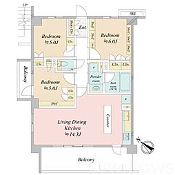 プレシス田園調布 3LDKの間取図画像
