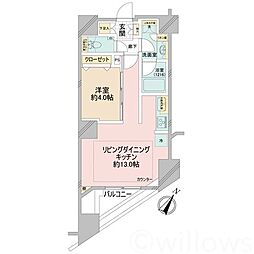 レックス日本橋水天宮プレミアタワー 1LDKの間取図画像