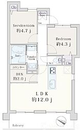 グランイーグル鹿島田2 1SLDKの間取図画像
