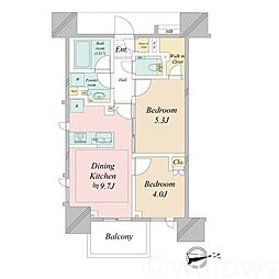ブランズ東麻布 2DKの間取図画像